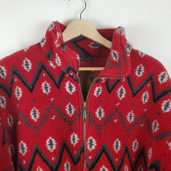 Tsunami 1/2 Zip Fleece Pullover Shirt Men Medium Red Black Aztec Chevron Outdoor - Picture 11 of 16